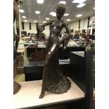 LARGE BRONZE FIGURE ART DECO DANCER - HAS DAMAGED ARM