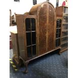 WALNUT DOME TOP DISPLAY CABINET