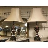 PAIR MARBLE & BRONZE TABLE LAMPS