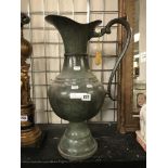 LARGE BRONZE FLAGON WITH VERDEGRIS PATINA