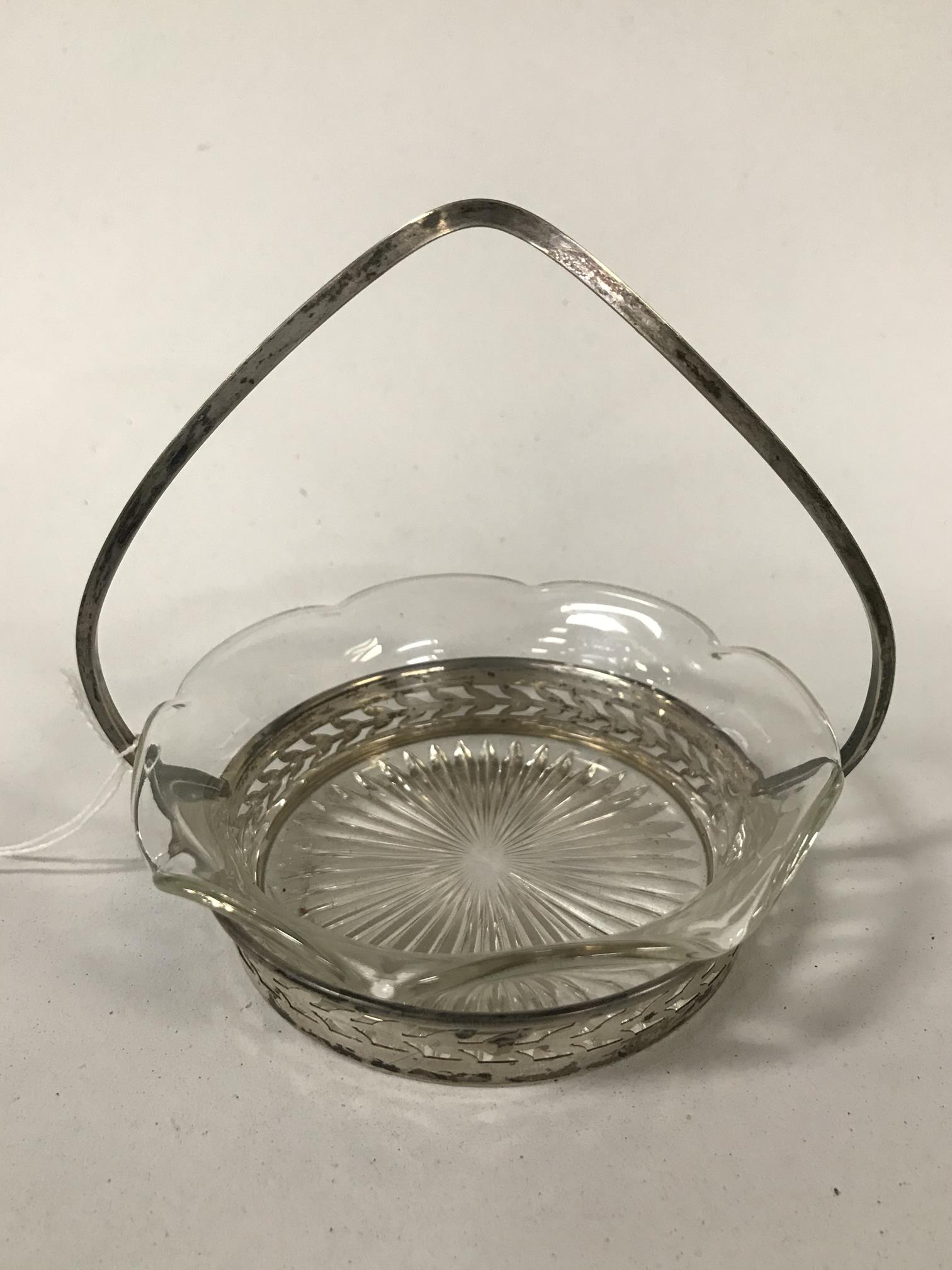 STERLING SILVER & GLASS SWEET DISH