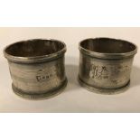 TWO HM SILVER NAPKIN RINGS