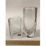 TWO ART GLASS VASES - INCL. 1 ORREFORS