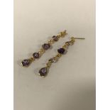 14K GILT SILVER AMETHYST EARRINGS