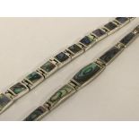 TWO STERLING SILVER ABALONE BRACELETS