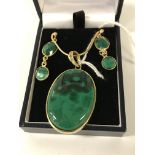 MALACHITE PENDANT & EARRINGS