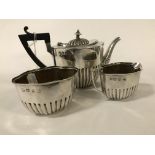 THREE PIECE HM SILVER TEASET - LATE VICTORIAN 1898