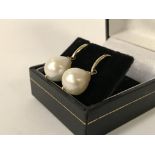 9CT GOLD SOUTH SEA PEARL DROP HOOK EARRINGS