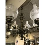 PAIR OF 6 BRANCH PUGIN STYLE CHANDELIERS