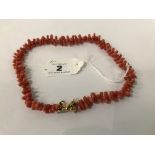 9CT GOLD CLASP PINK CORAL NECKLACE