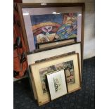 QTY OF WATERCOLOURS BY ACADEMY ARTIST MARY MELVILLE FOSTER WITH OTHER WORKS & 2 MIRRORS