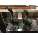 PAIR OF METAL DUCKS