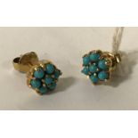 18CT GOLD & TURQUOISE DAISY EARRINGS
