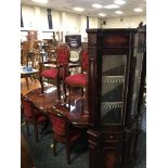 DINING TABLE, SIX CHAIRS & DISPLAY CABINET