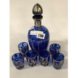 MURANO SILVER OVERLAID WINE FLASK & 6 CUPS