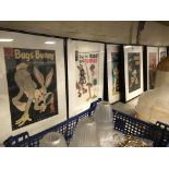 9 FRAMED DISNEY LOONEY TUNES COMIC PICTURES