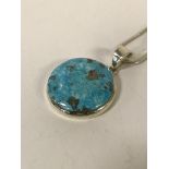 STERLING SILVER SLEEPING BEAUTY TURQUOISE PENDANT