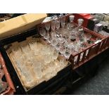 TWO TRAYS OF CRYSTAL GLASS