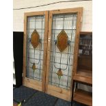 TWO LARGE STAINED GLASS DOORS