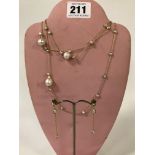 GILT SILVER & PEARL NECKLACE AND MATCHING DROP EARRINGS