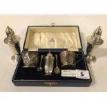 CASED HM SILVER CRUET & SIFTERS