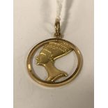 18CT GOLD NEFERTITI PENDANT