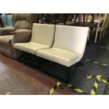 PAIR WHITE LEATHER & METAL CHAIRS
