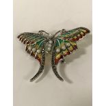 COLOUR ENAMEL & PEARL BUTTERFLY BROOCH