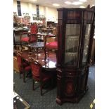 DINING TABLE, SIX CHAIRS & DISPLAY CABINET