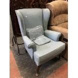 BLUE WING BACK ARMCHAIR