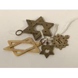 FOUR GOLD STAR OF DAVID PENDANTS