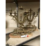 PAIR OF GILT BRONZE STAG CANDELABRA