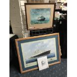 SIGNED WATERCOLOUR / SIGNED PRINT - OCEAN LINERS ETC