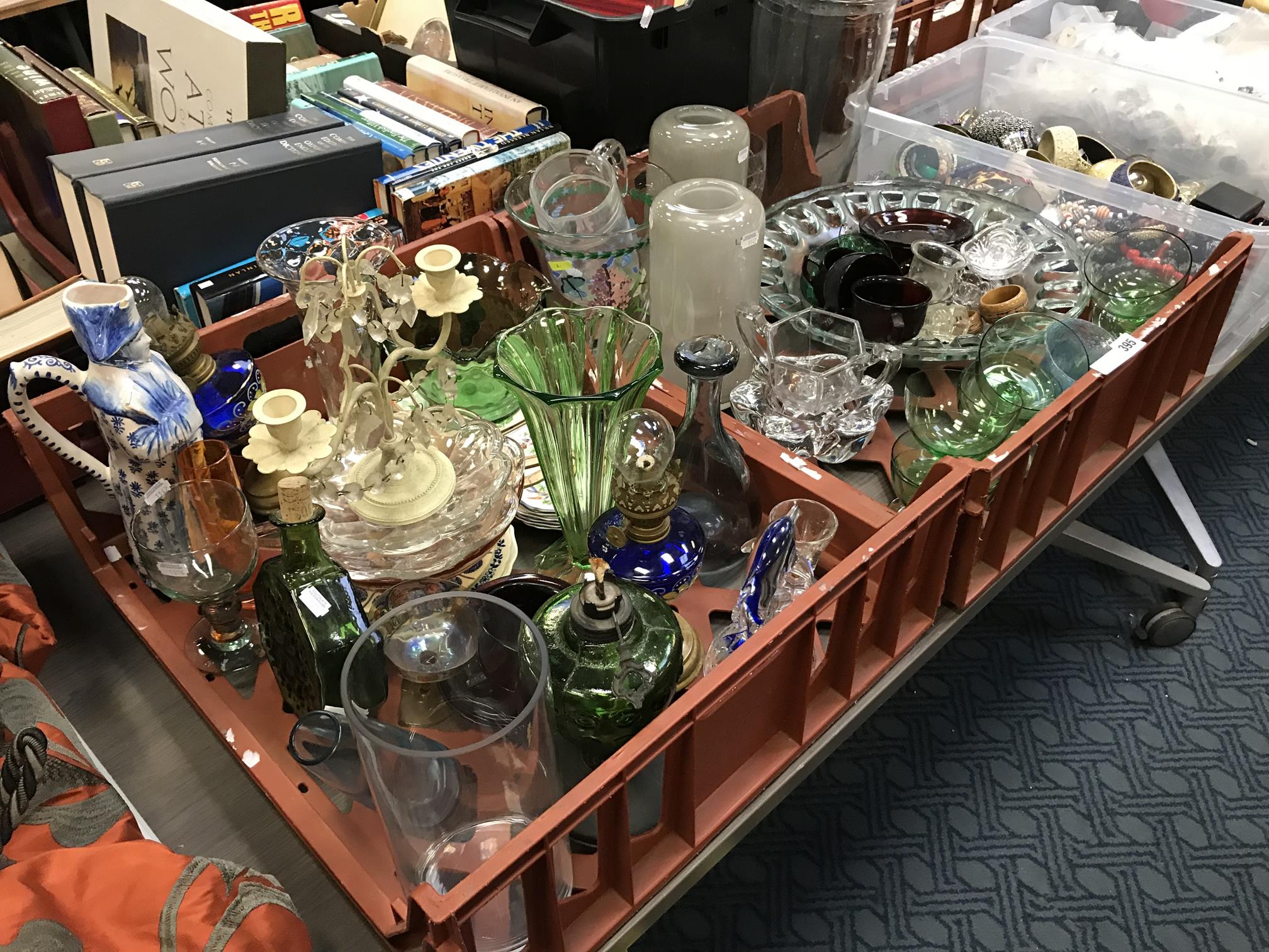 TWO TRAYS OF GLASSWARE