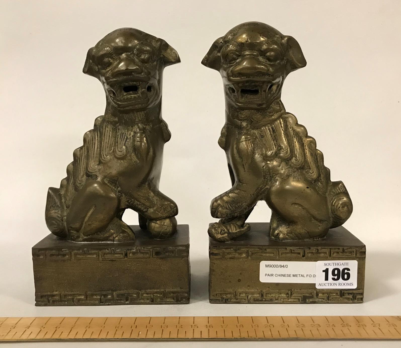PAIR CHINESE METAL FO DOGS