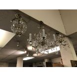 3 CRYSTAL CHANDELIERS & A GOOD BOX OF SPARES