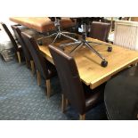 OAK DINING TABLE & 8 CHAIRS