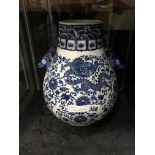 BLUE & WHITE DEERS HEAD VASE