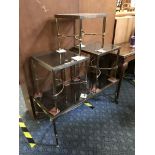 BRASS & GLASS LONG JOHN COFFEE TABLE & 3 SIDE TABLES