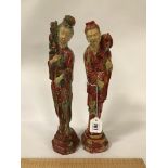 PAIR RED CHINESE FIGURES