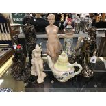 COLLECTION OF POTTERY FIGURES ETC