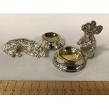 PAIR SILVER PLATE ANIMAL SALTS