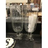 PAIR CUT GLASS CANDLE LAMPS