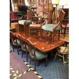 YEW DINING TABLE & 8 CHAIRS