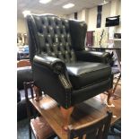 LEATHER CHESTERFIELD ARMCHAIR - AS NEW