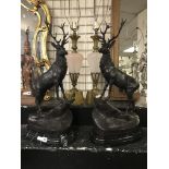 PAIR OF LARGE BRONZE STAGS
