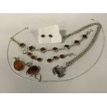 STERLING SILVER MIXED LOT BALTIC AMBER JEWELLERY