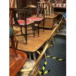ERCOL GRAND WINDSOR EXTENDING TABLE & 6 QUAKER CHAIRS