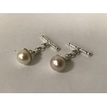 STERLING SILVER PEARL CUFFLINKS