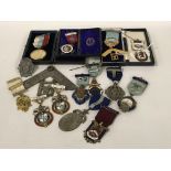 COLLECTION OF ST DAVIDS LODGE MASONIC MEDALS INCL. SILVER & 9CT GOLD